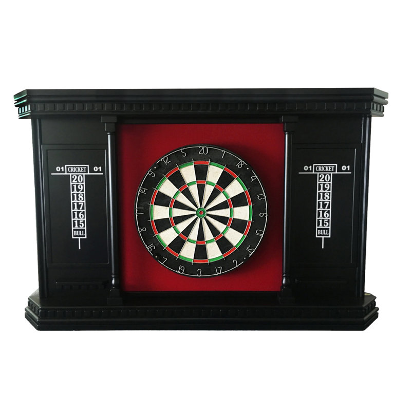 Hot Hand Sisal Bristle Solid Wood Dartboard Cabinet Professional Arcade Playing Set Incl. Accessories Six 6 Steel Tip Darts Flights Dry